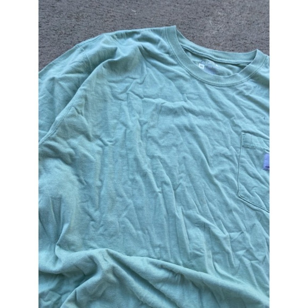 VTG Carhartt Shirt Mens 3XL Green Loose Fit Pocket Tee Workwear Tagless Crewneck - Picture 4 of 12